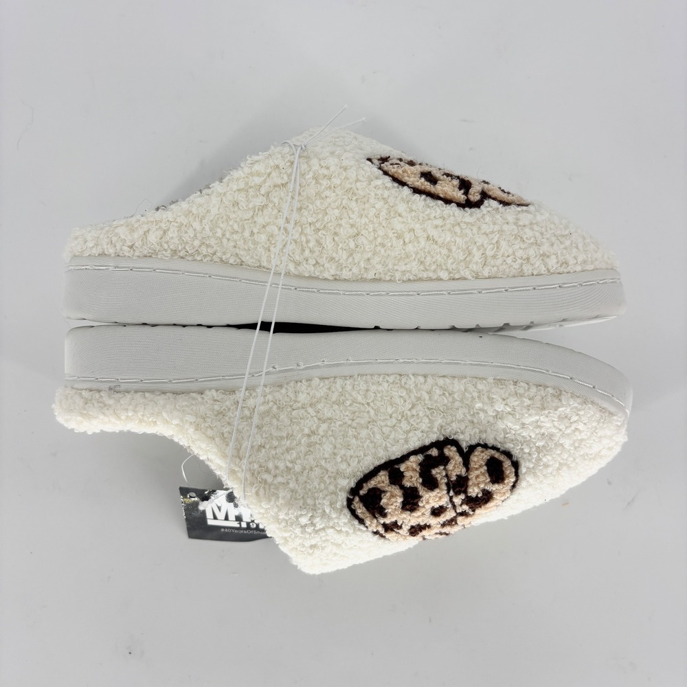 Mia Cozi Bow Slipper Cream Leopard Women Size 6 Faux Fur Loungewear Cozy Warm - Picture 6 of 11